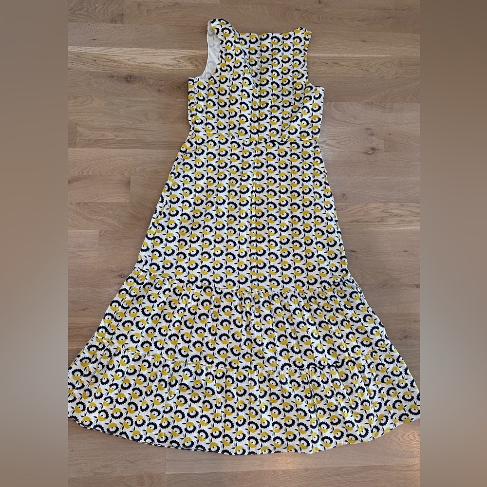Boden Yellow and Navy Printed Sleeveless Midi Dress - Picture 9 of 10